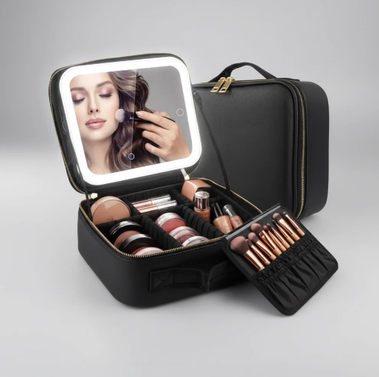 COSMETIQUERA CON ESPEJO Y LUZ LED